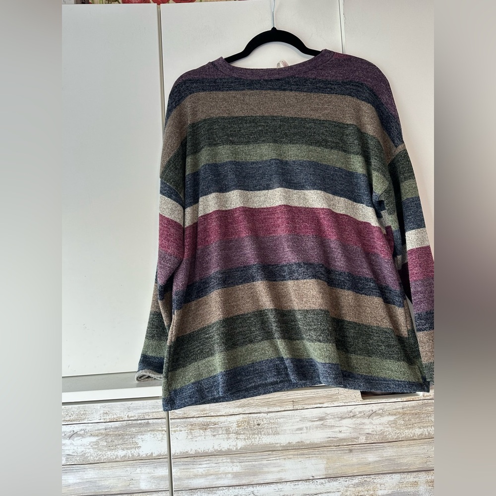 🌈 Lime N Chili Multicolor Striped Oversized Crew Neck Sweater Size L
